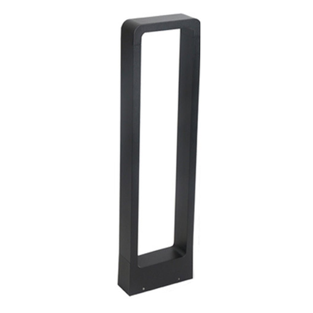 Black bollard lights dimensions, top view with installation specifications.
