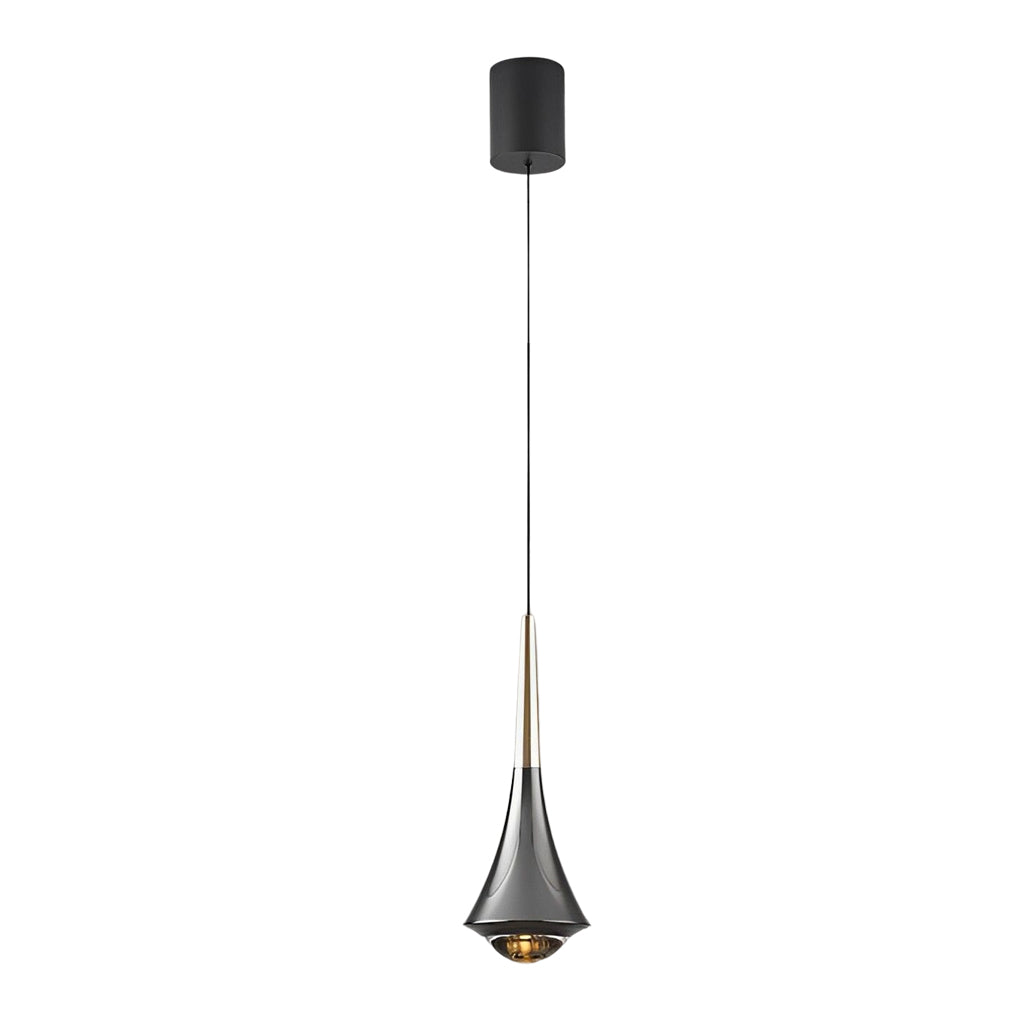 Single black cone pendant lights isolated on white background showing full fixture design.