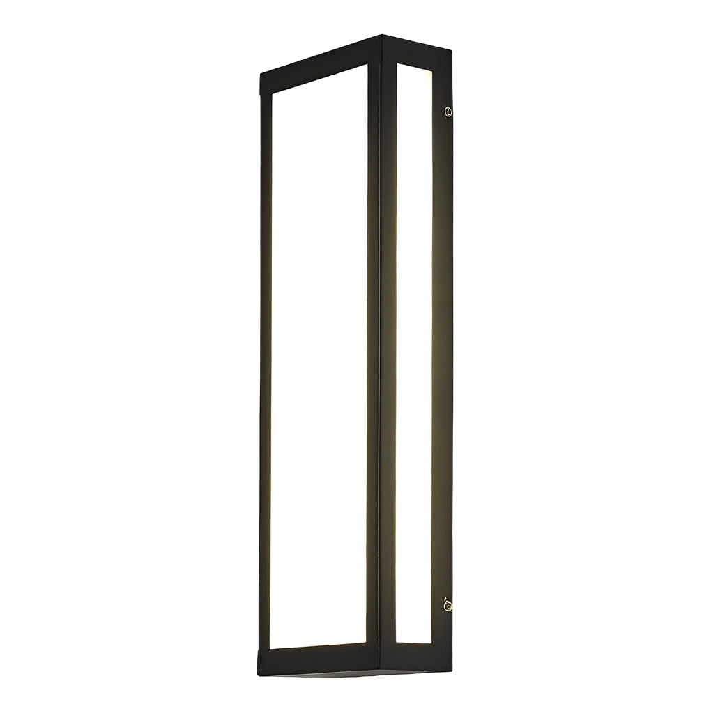 Rectangle outdoor wall lighting with black frame on white wall.