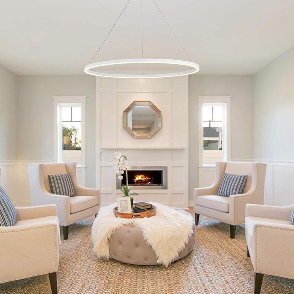 Black LED ring chandelier for ceiling light size guide