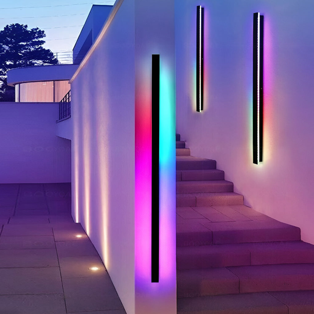 Enhance your outdoor walls with black long LED RGB linear light outdoor waterproof wall lighting, offering vibrant, energy-efficient illumination.