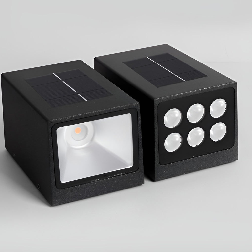 Black solar up down wall light cube design product view
