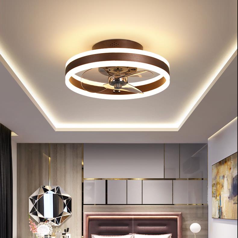 16'' Circular Dimmable LED Modern Ceiling Fan Light Chandelier Fan Flush Mount Ceiling Fan for Bedroom Dining – Dazuma