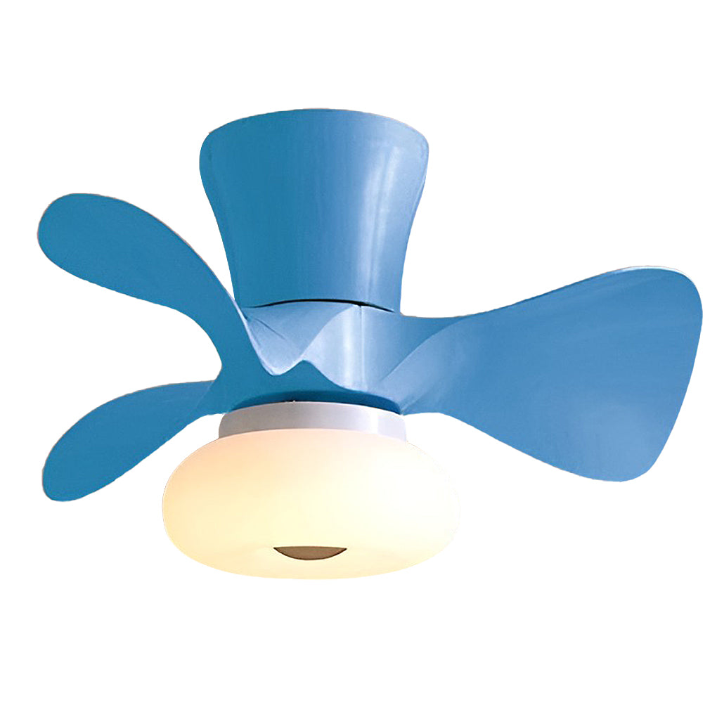 Blue macaron ceiling fan with light isolated product image.