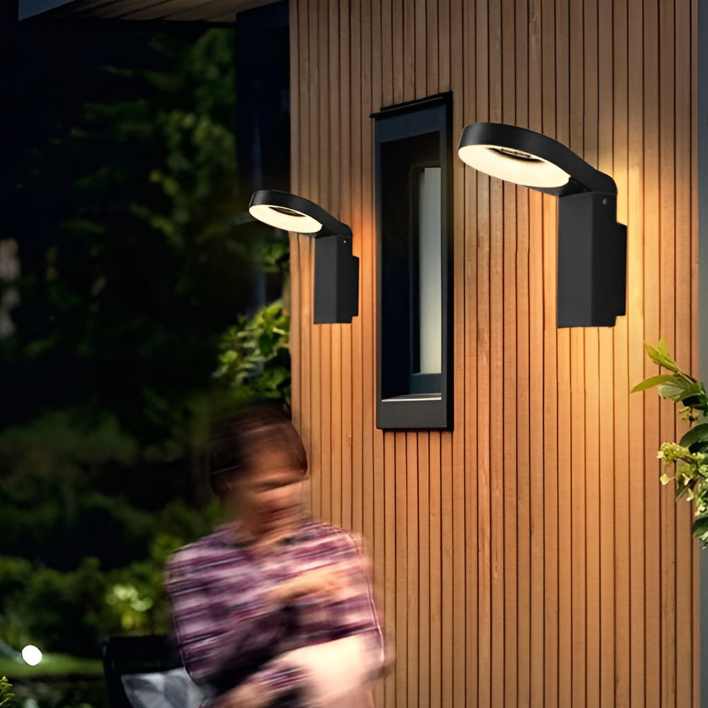 Bollard landscape lights with close-up of its sleek design and light output.