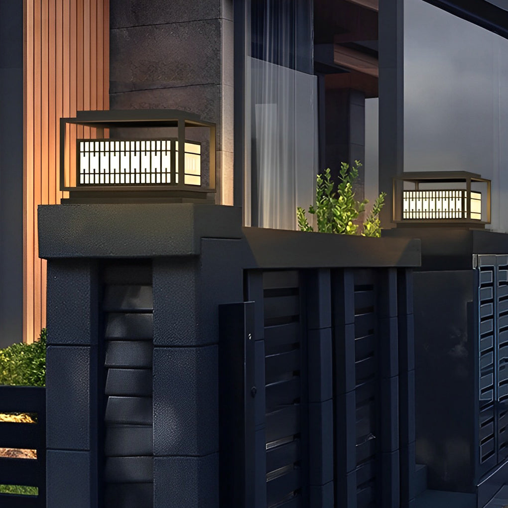 Bollard path lights providing soft illumination along a stylish garden pathway.