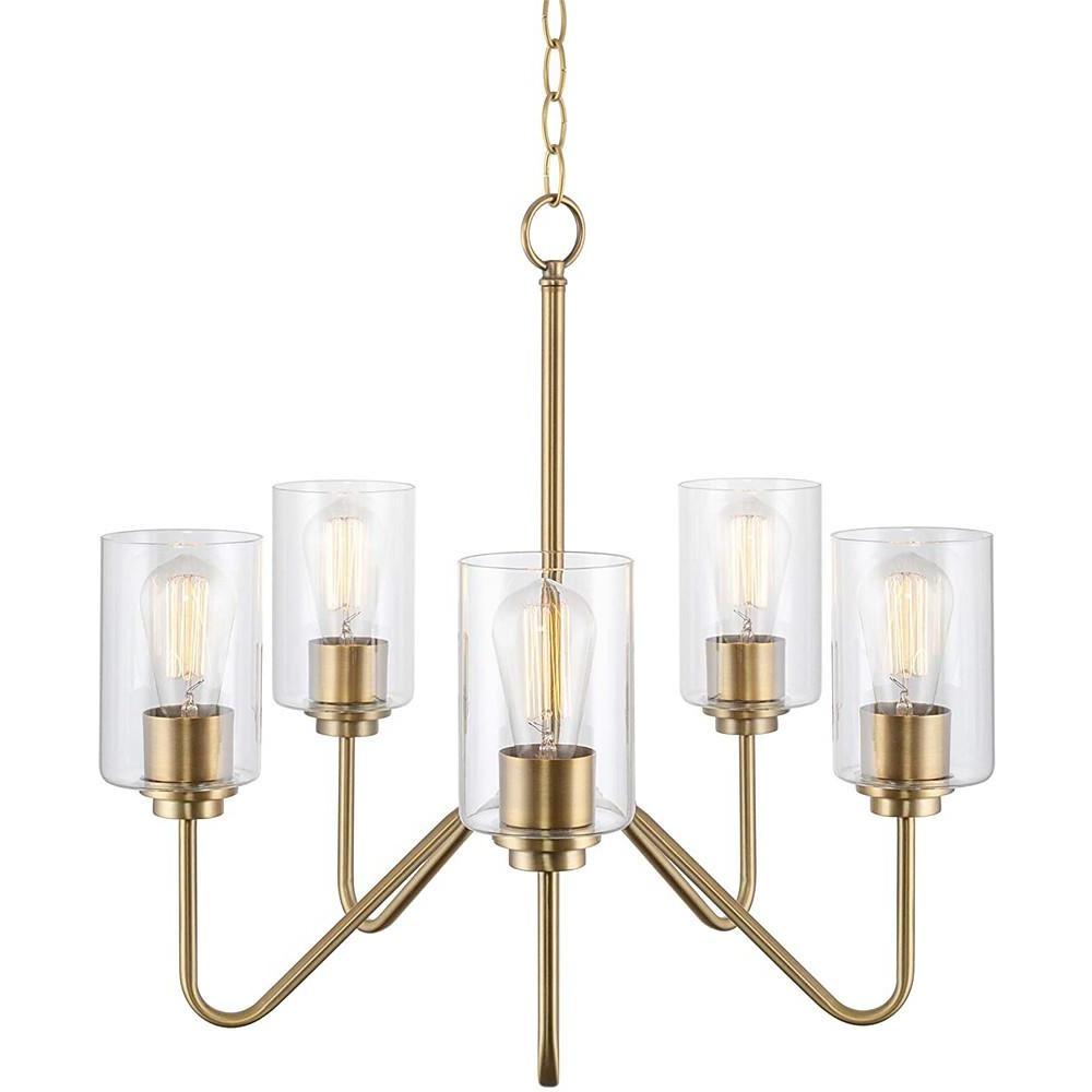 21'' Incandescent 5-Light Island Design Cluster Design Pendant Light Modern Artistic Metal Glass Lantern Design