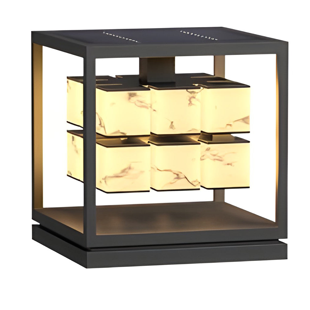 Brick pillar solar light emitting warm ambient glow