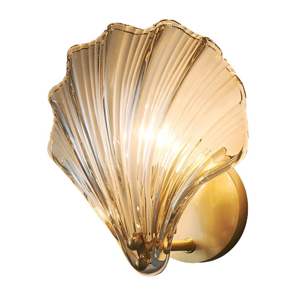 Enhance bedrooms and living areas with seashell-shaped glass wall lamp elegant LED home lighting, stylish and visually striking.