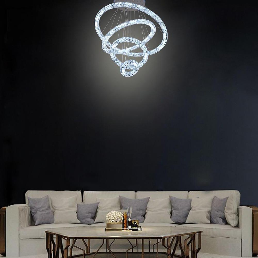 3/4 - Light LED Tiered Chandelier LED Crystal Ring Hanging Pendant Light