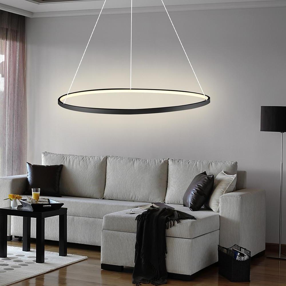 Round Geometric 30 - Watt Single Ring Integrated LED Modern Bedroom Pendant