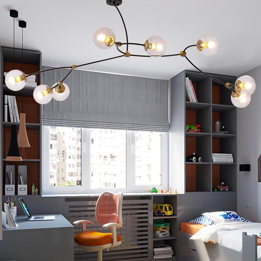 Modern 8 - Light LED Chandelier with Electroplated Metal and Glass Globes