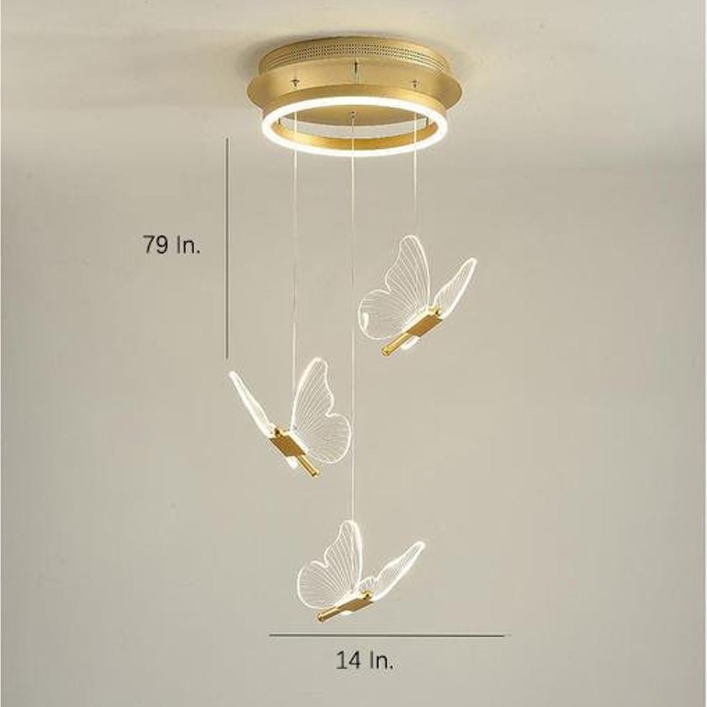 Butterfly Shapes Design Pendant Lighting Acrylic Metal Island LED Living Room Ceiling Lights - Dazuma