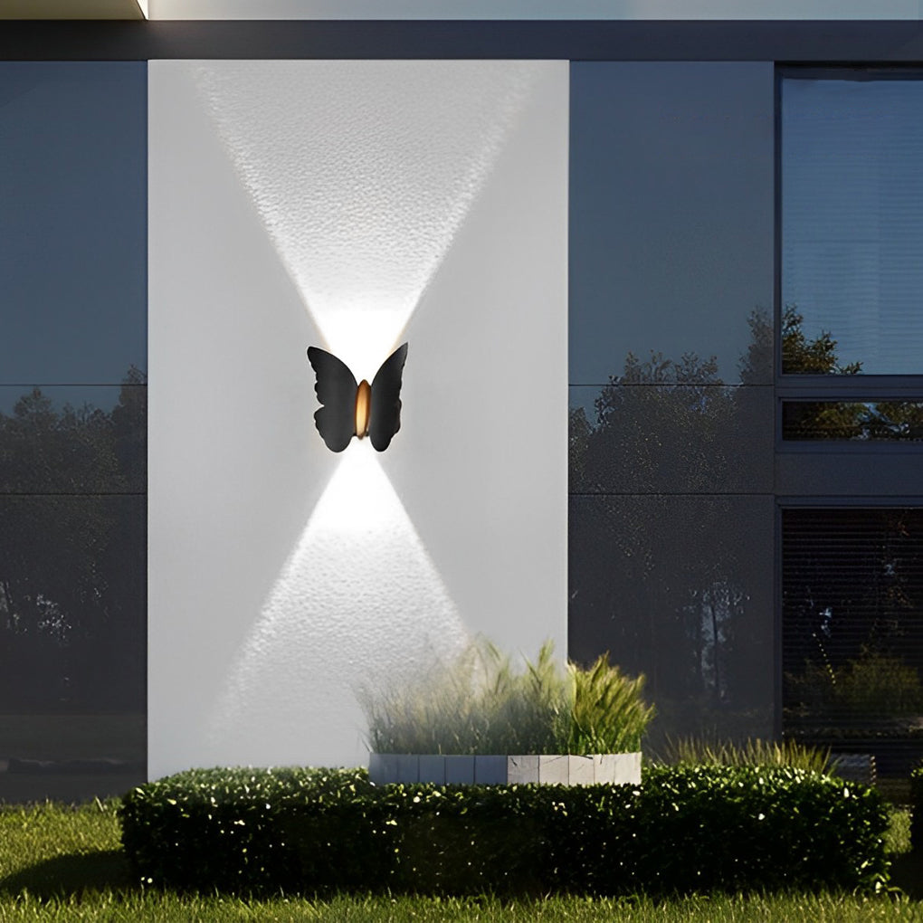 Butterfly wall lamp enhancing a modern interior with warm light.