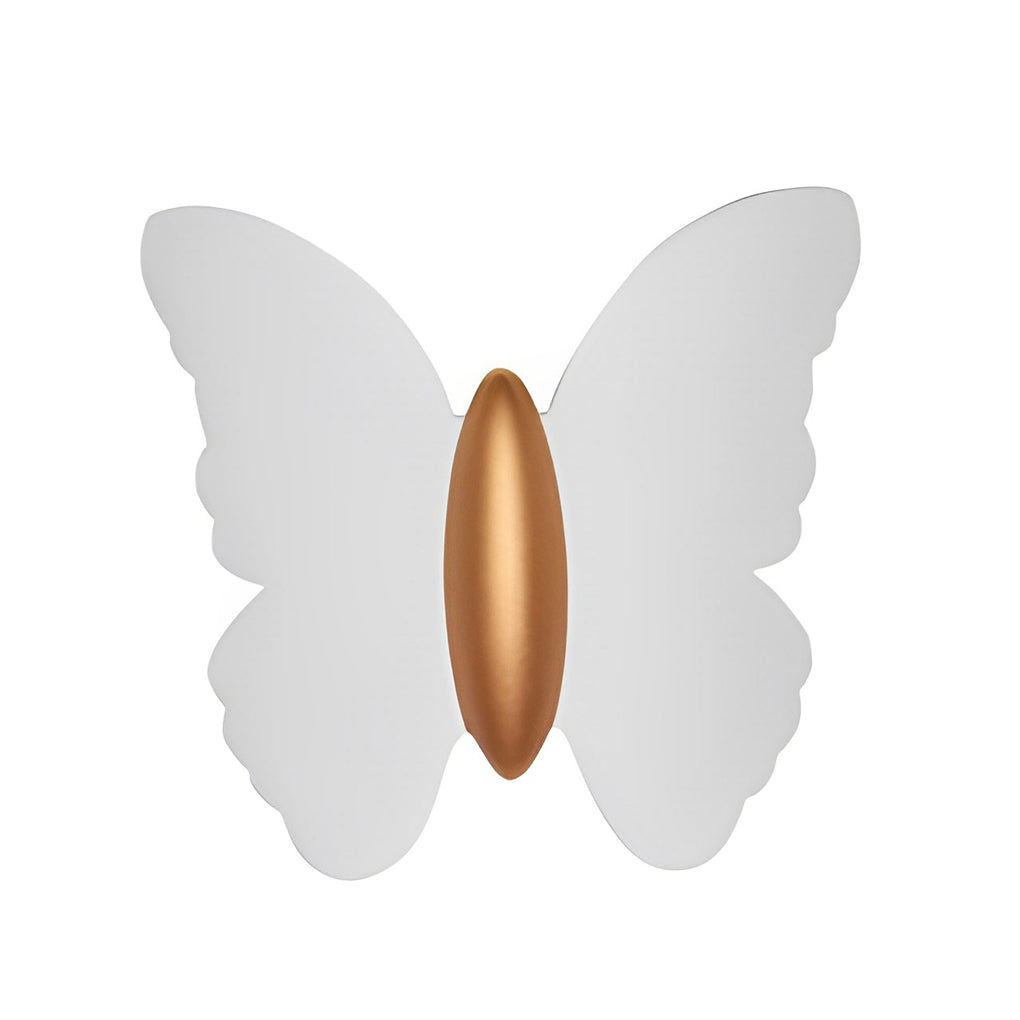 Butterfly wall lamp with technical view of the butterfly shape and dimensions.