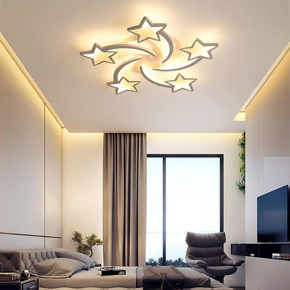 Celestial Shooting Stars Flush Mount Ceiling Light - LED, Dimmable, White, 5 to 15 Star Lights