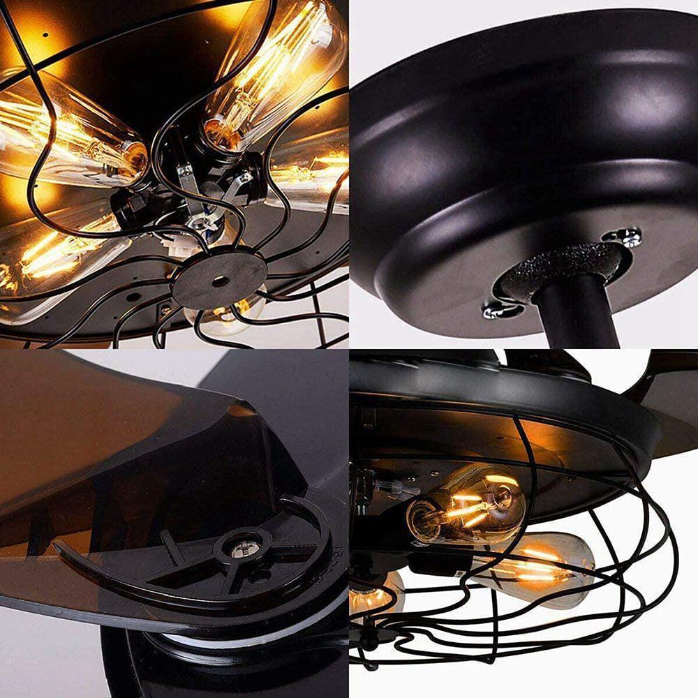 43'' LED 5-Light Lantern Desgin Ceiling Fan Vintage Artistic ABS Metal Industrial Lantern Vintage Style Ceiling Fan Lights