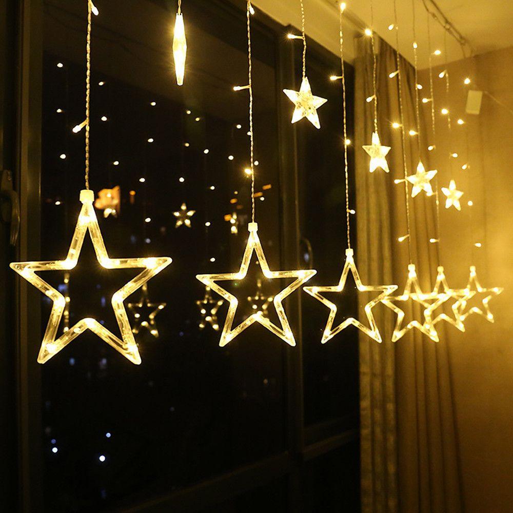 12 Stars LED Curtain Stardust String Lights 2.5m 216 LEDs 3 Colors Waterproof Christmas Wedding Decoration Garden Yard Patio D¨¦cor Lamp-dazuma