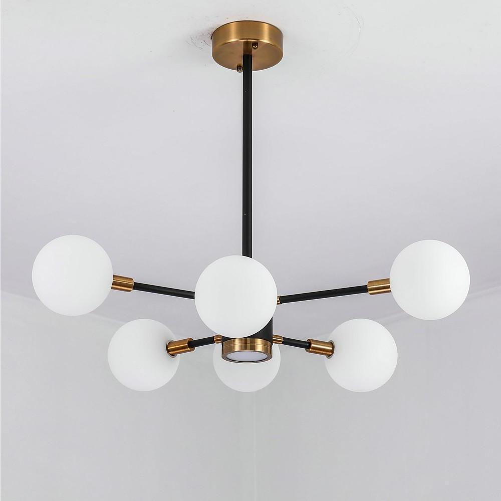 29'' LED 6-Light Mini Style Chandelier Contemporary Chic & Modern Metal Glass Sputnik Globe Design