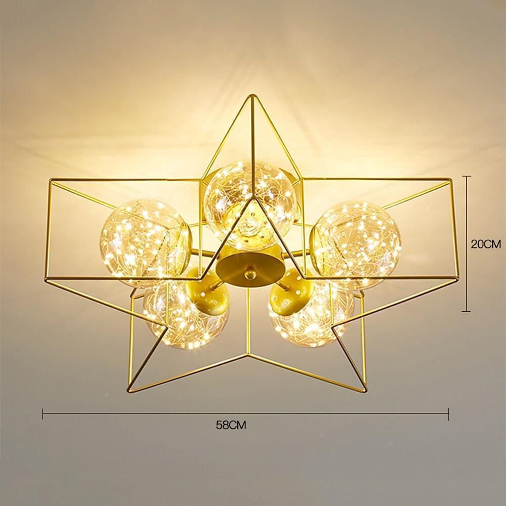 5 Light 5 - pointed Star Design LED Modern Flush Mount Ceiling Lighting