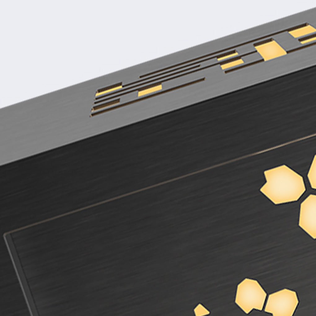 Rectangular Resin and Steel Garden Light with Carved Floral Lampshade