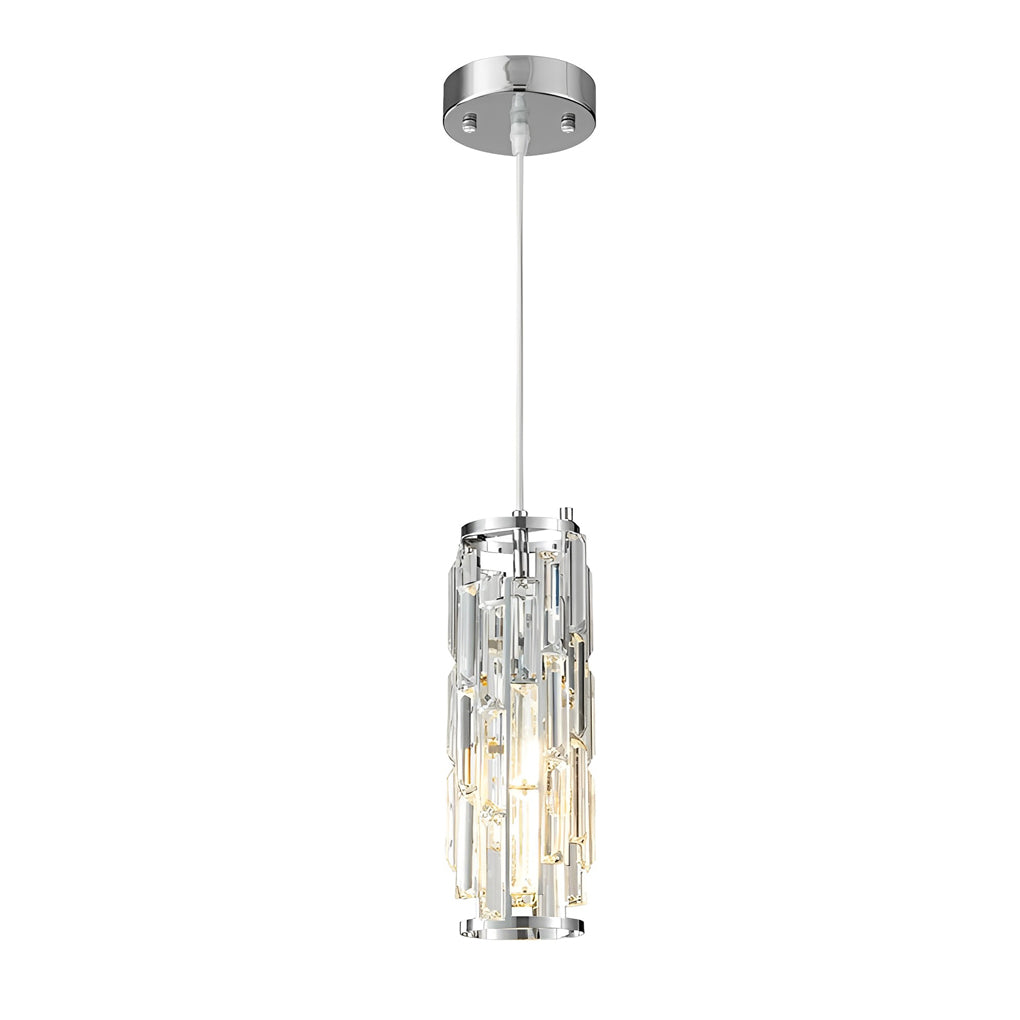 Chrome mini crystal pendant light product image with clear crystal design.