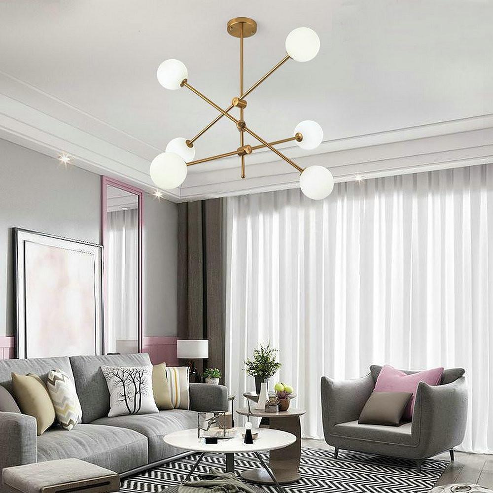 31'' LED 6-Light Mini Style Chandelier LED Artistic Metal Glass Mini Geometrical Sputnik Design