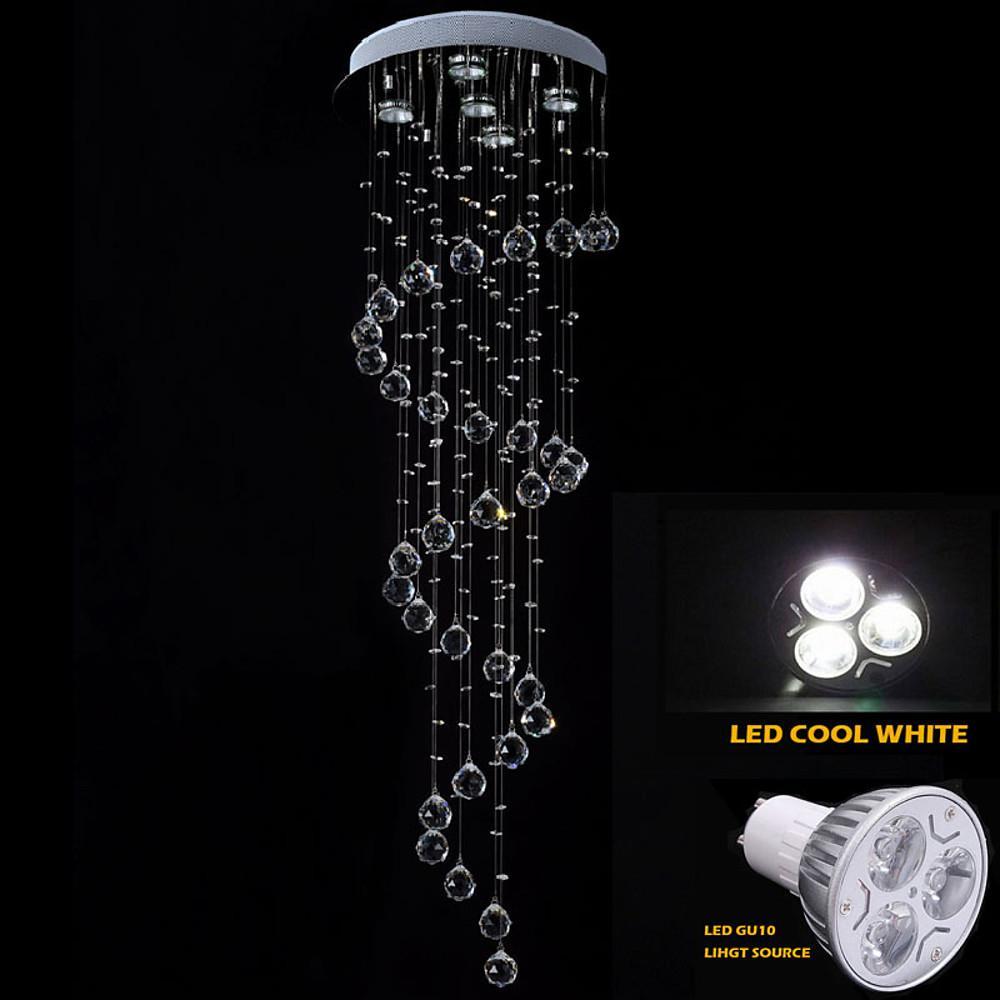 16'' LED 5-Light LED Crystal Pendant Light Modern Contemporary Metal Crystal Unique Chandeliers