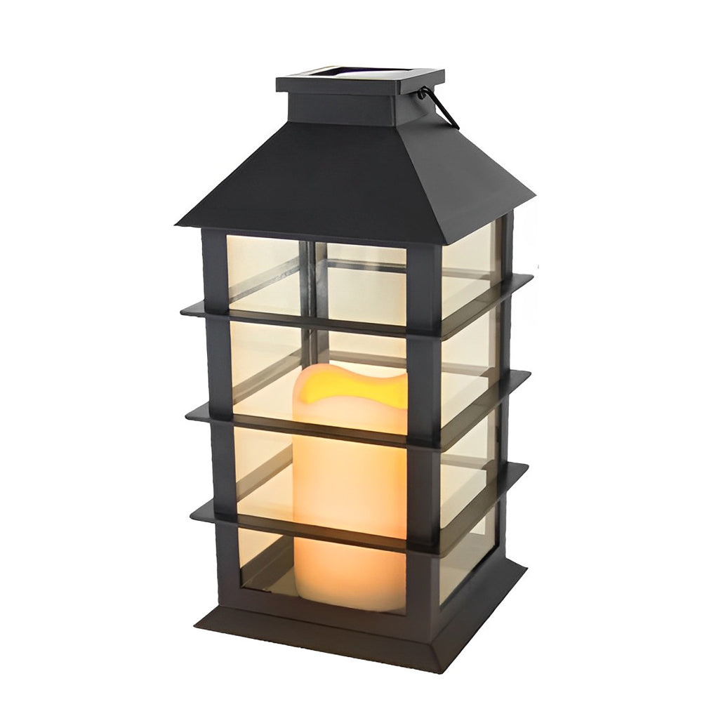 Candlestick lantern with classic design and warm light.