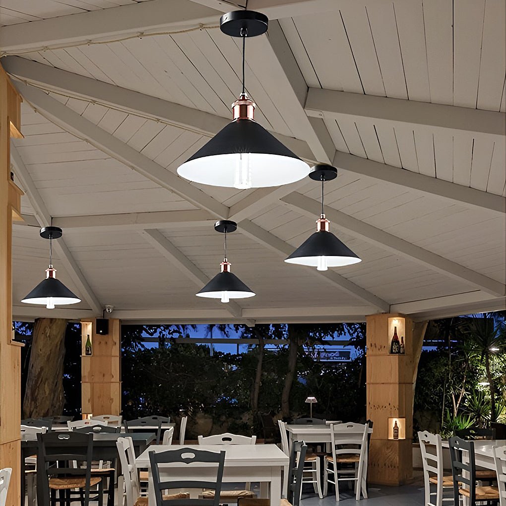 Classic Conical Solar Lights LED Pendant Light Solar Garden Lights Waterproof Hanging Lights - Dazuma