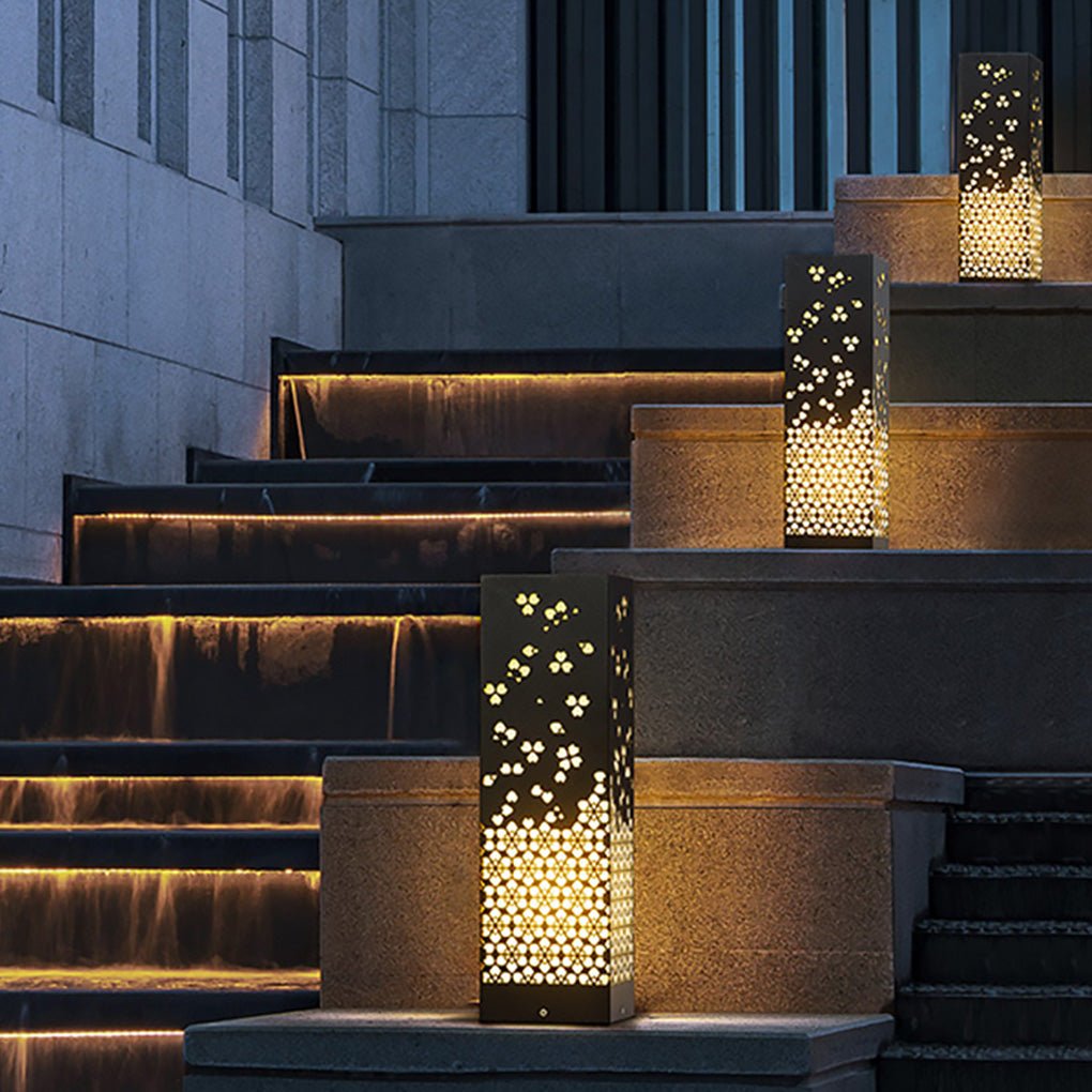 Asian Style Perforated Garden Lighting with Decorative Snowflake Design