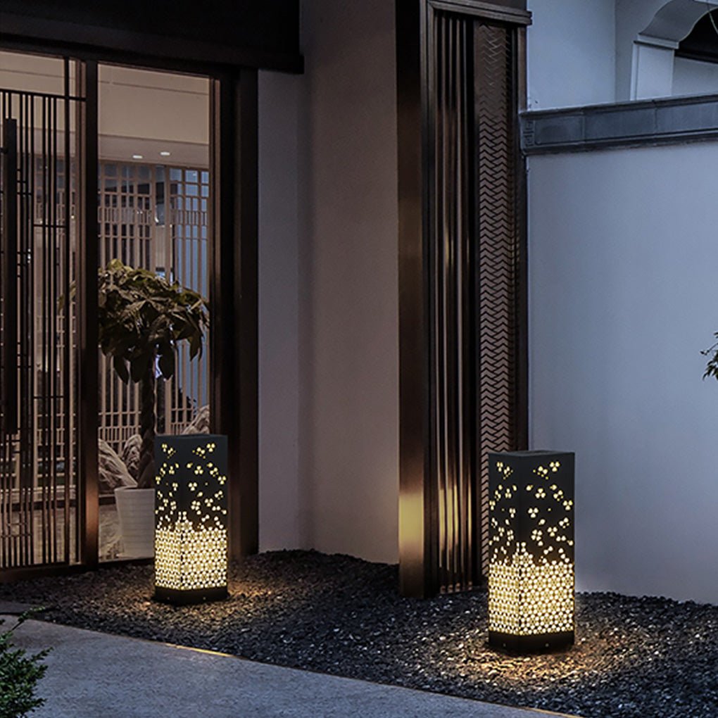 Asian Style Perforated Garden Lighting with Decorative Snowflake Design