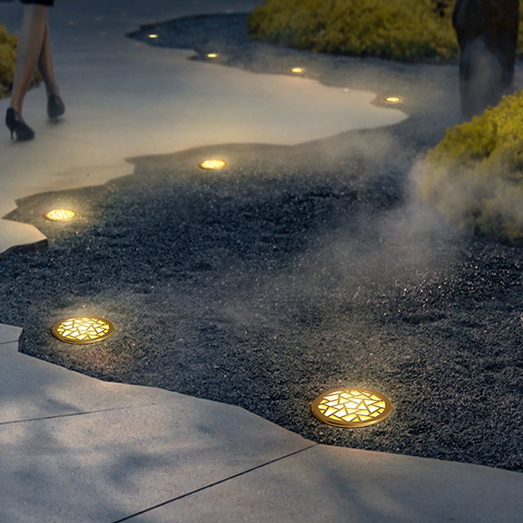 Classical Pattern Waterproof LED Embedded Ground Lights for Outdoor Garden Steps - Dazuma