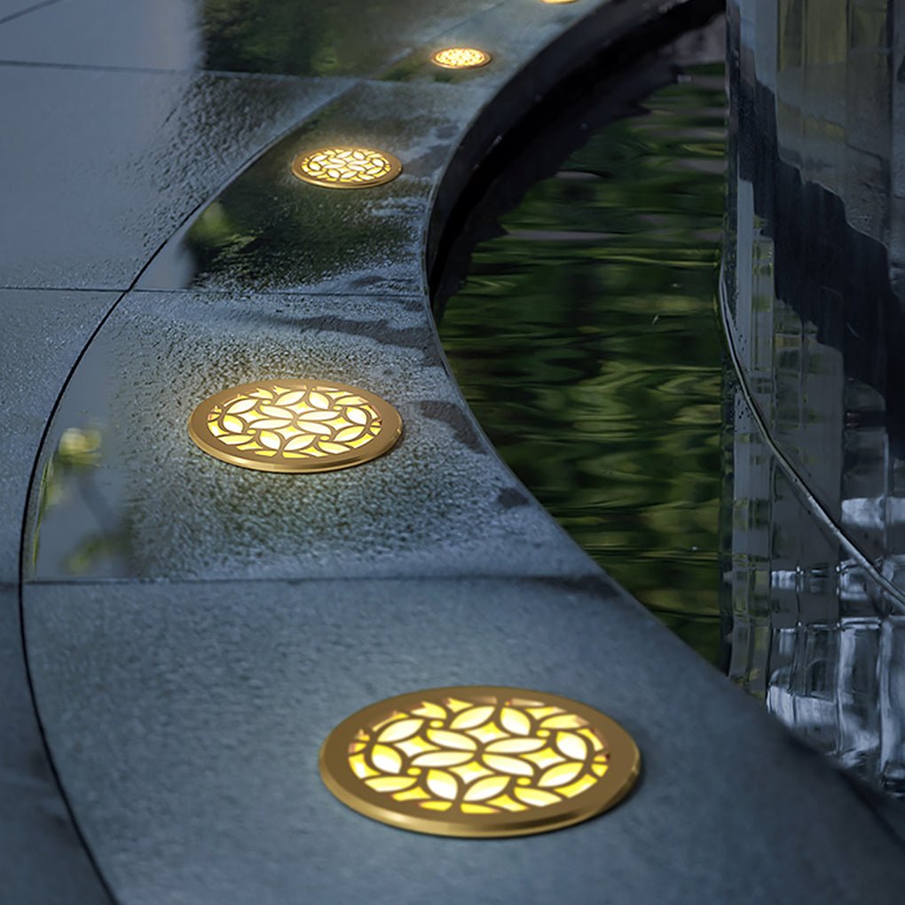 Classical Pattern Waterproof LED Embedded Ground Lights for Outdoor Garden Steps - Dazuma