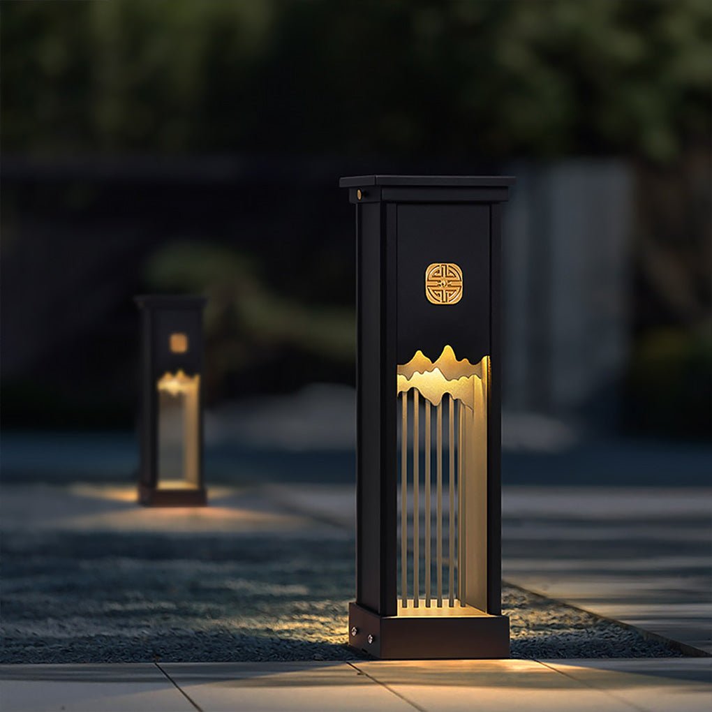 Elegant Outdoor LED Light with Artistic Cut Craft and Strip Design