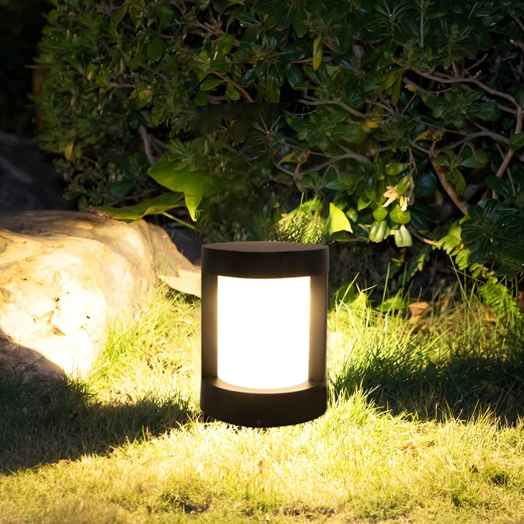 [Clearance Sale] Round Waterproof LED Solar Black Modern Outdoor Pathway Lights Post Lights