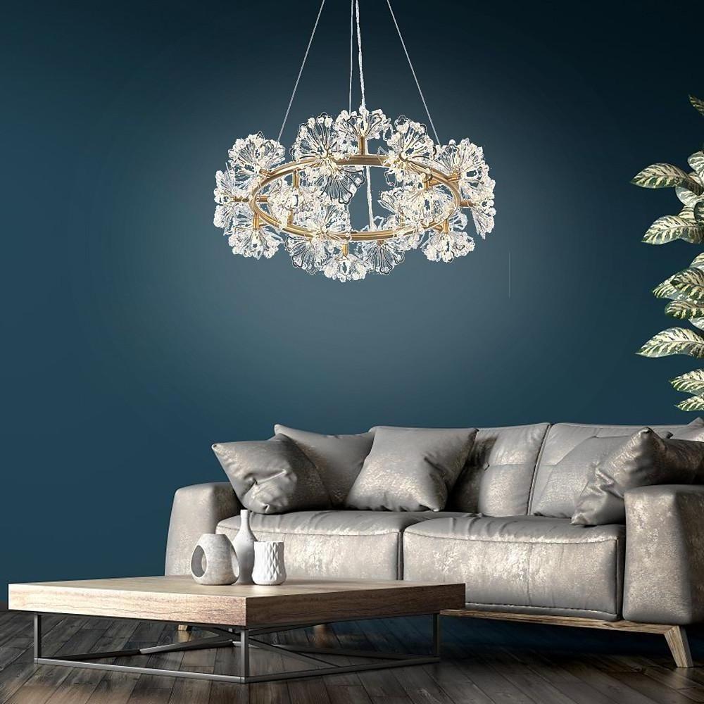 28'' LED 20 Bulbs Chandelier Traditional Classic Metal Crystal Circle Design-dazuma