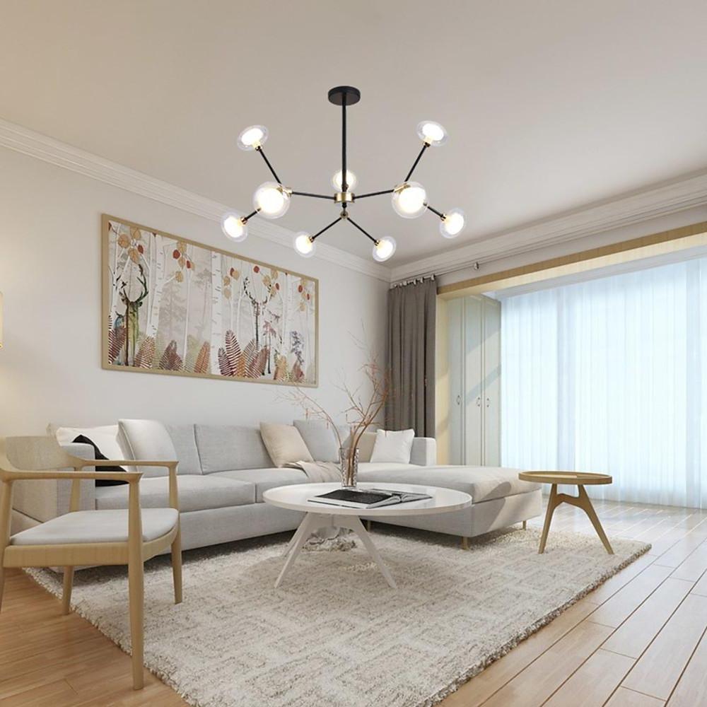 9 - light Glass LED Nordic Sputnik Chandeliers Hanging Ceiling Lights