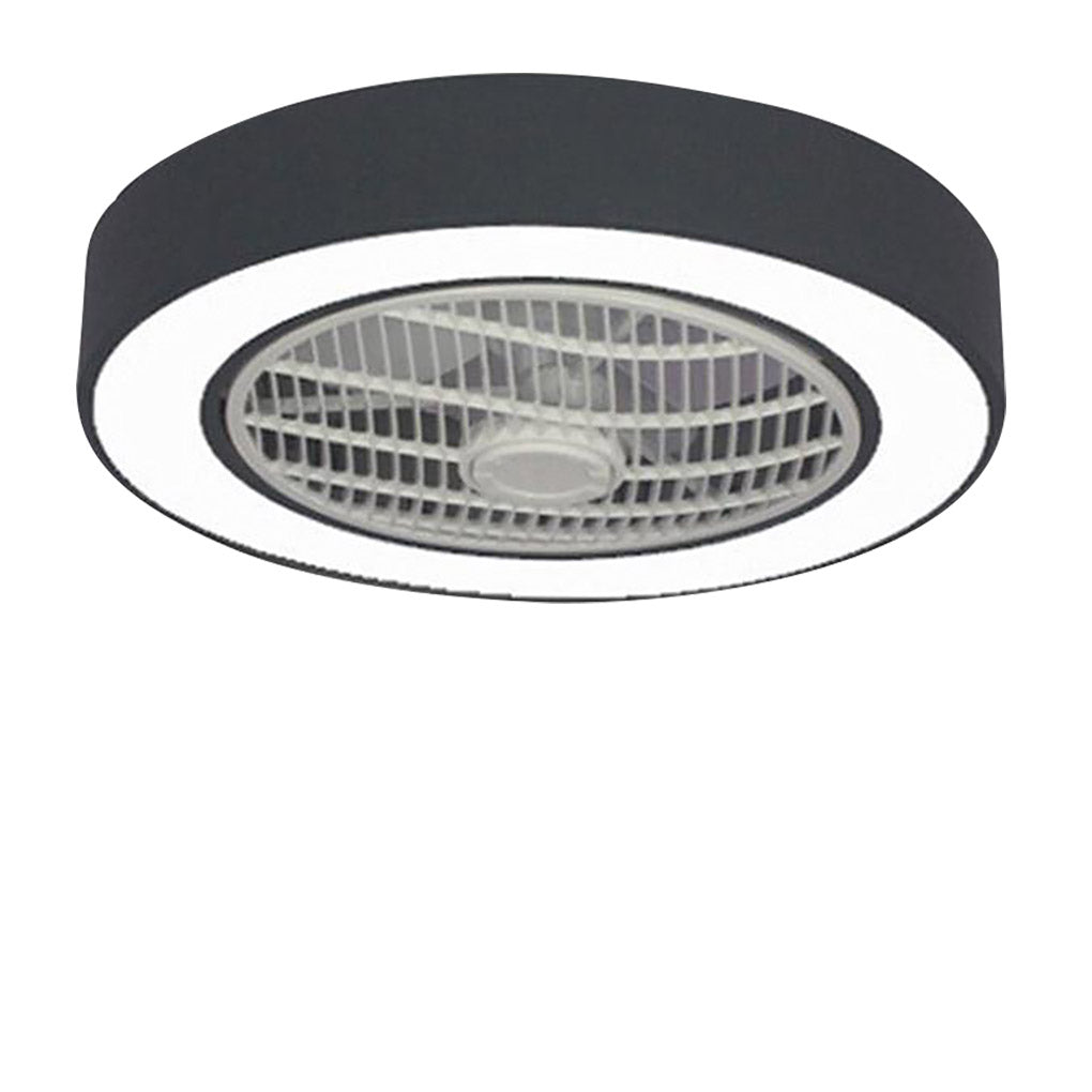 Compact Round Iron Modernized Flush Mount Ceiling Fan With LED Lights - Dazuma