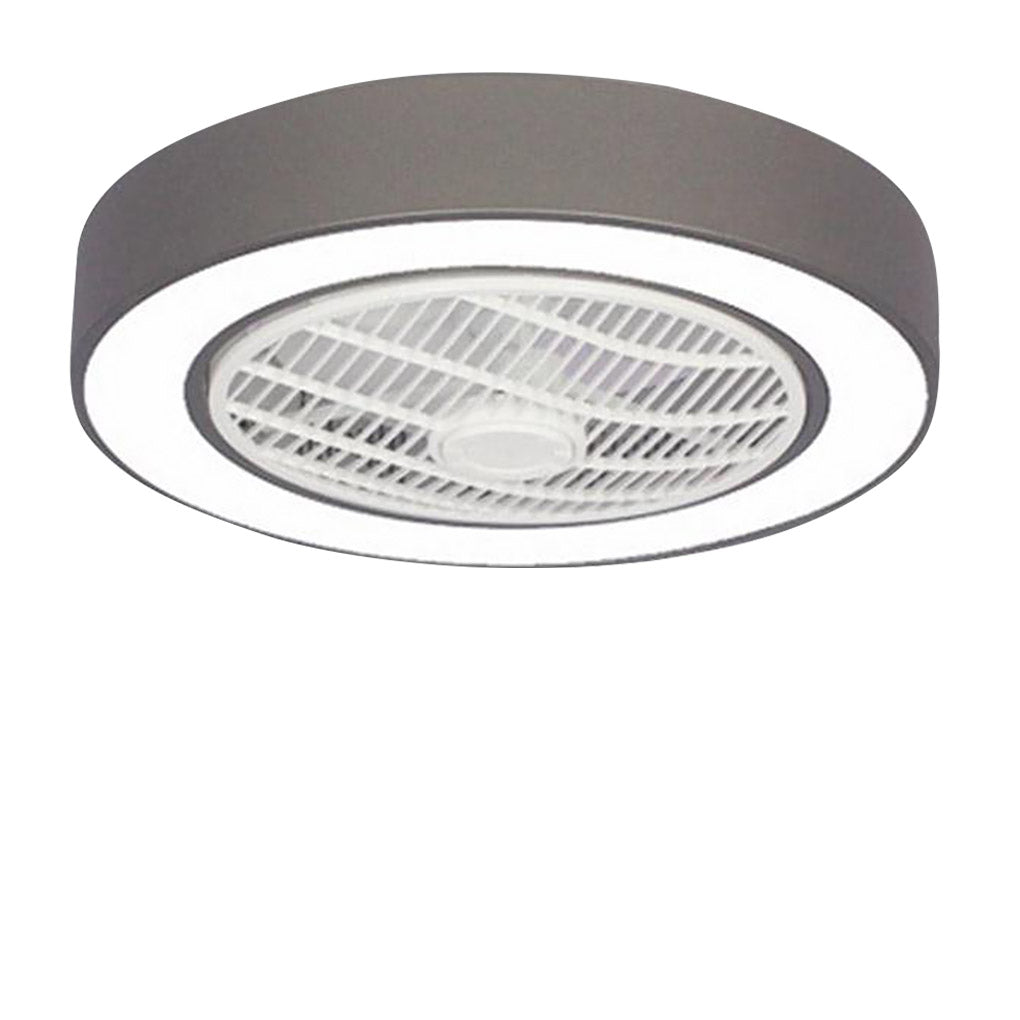 Compact Round Iron Modernized Flush Mount Ceiling Fan With LED Lights - Dazuma