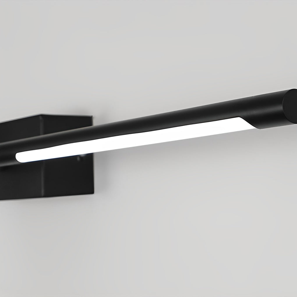 Contemporary vanity light bar in black, front view of the modern design.