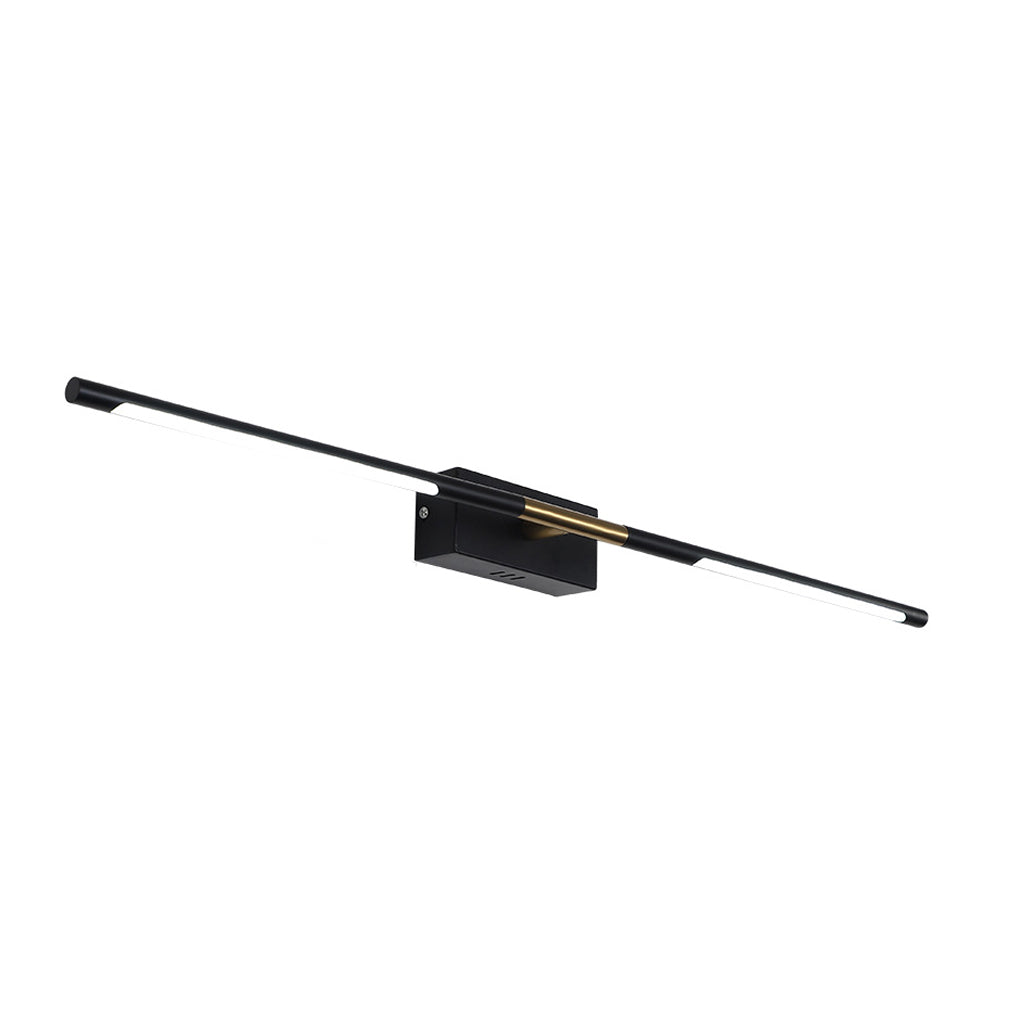 Contemporary vanity light bar dimensions, front view with size specifications.