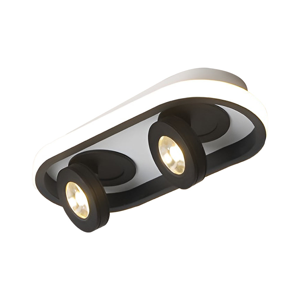 Black corridor ceiling light featuring triple spot design