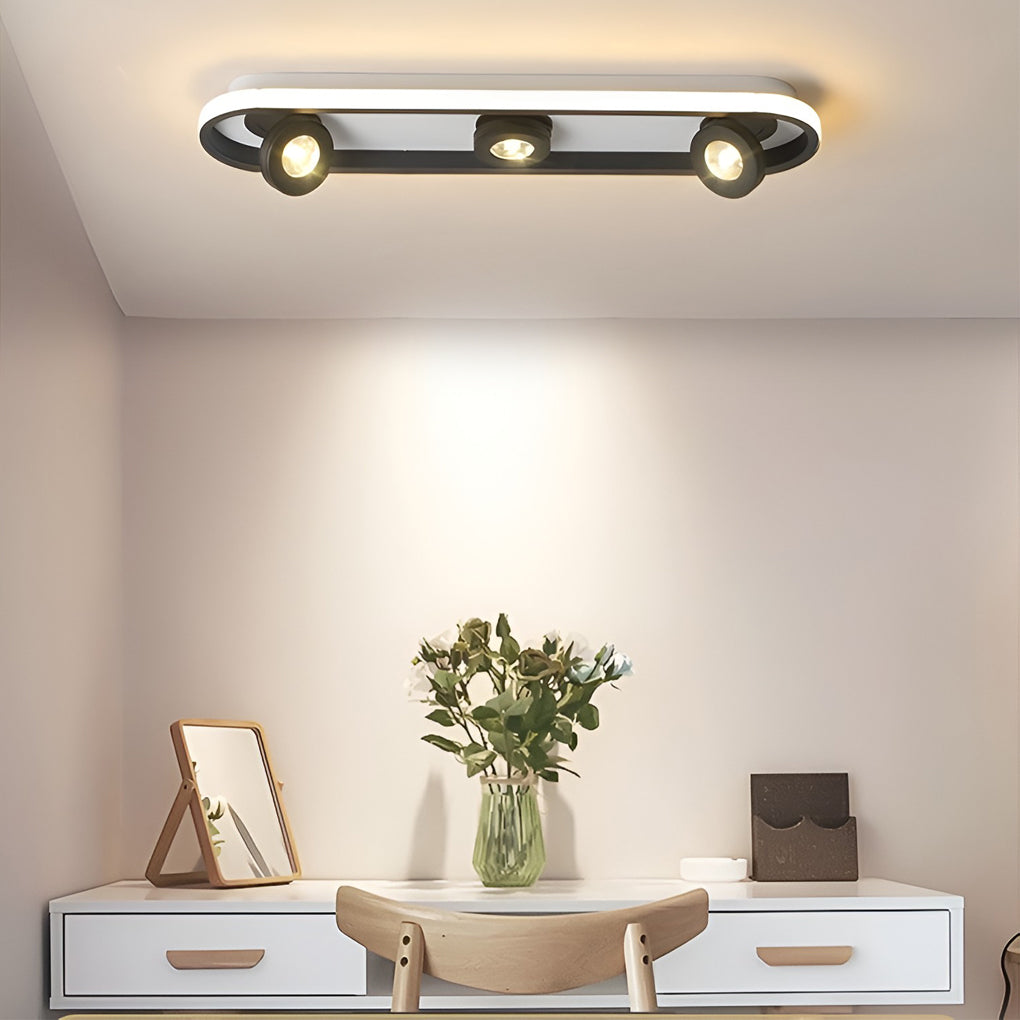 Modern corridor ceiling light above bedroom hallway space