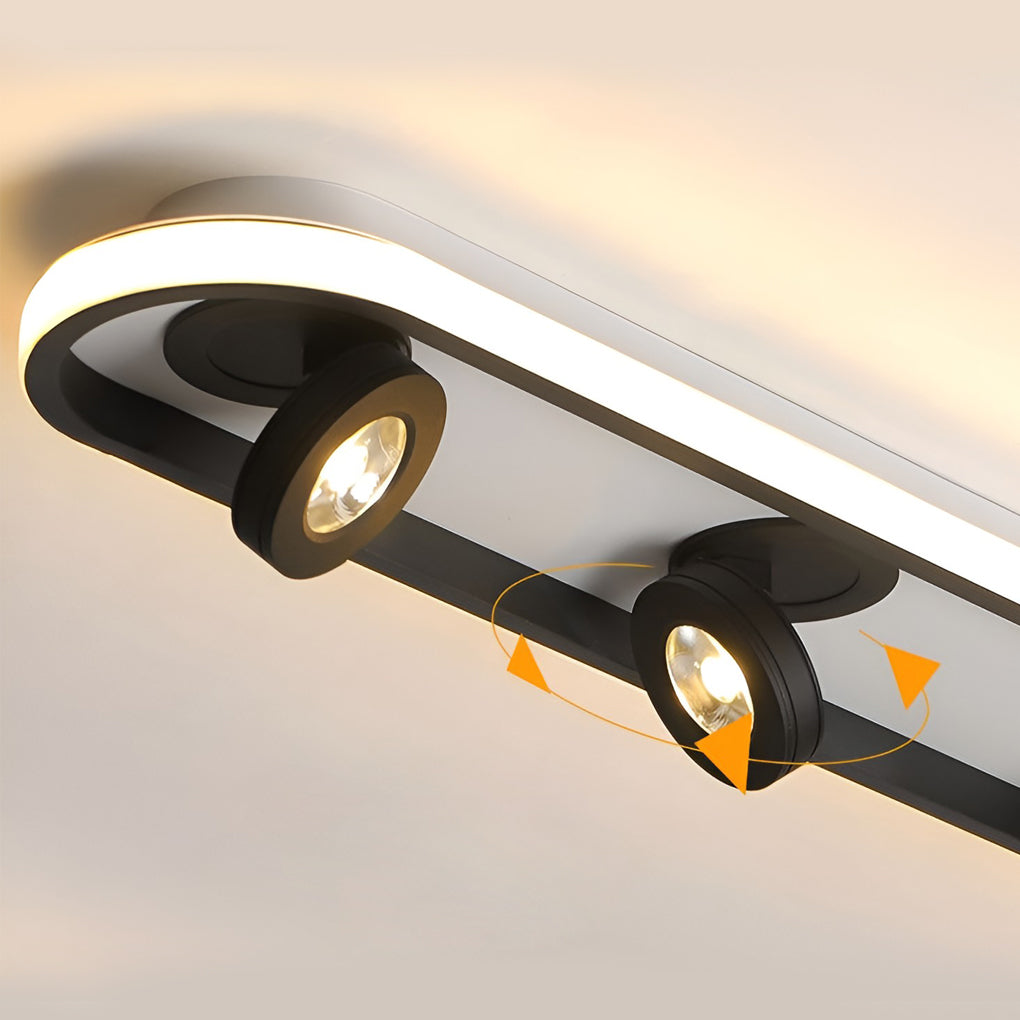 Corridor ceiling light with rotatable spotlight design