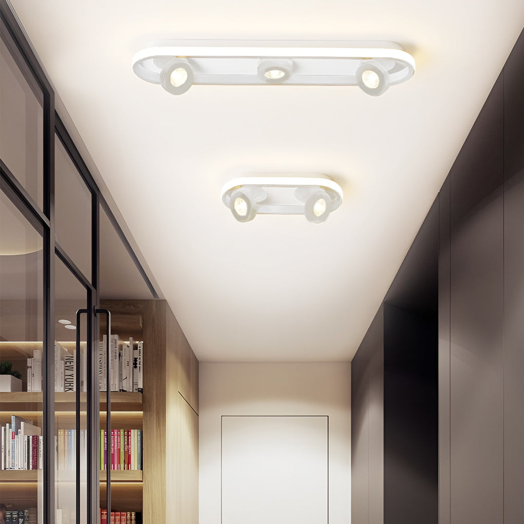 White corridor ceiling light with minimalist hallway design