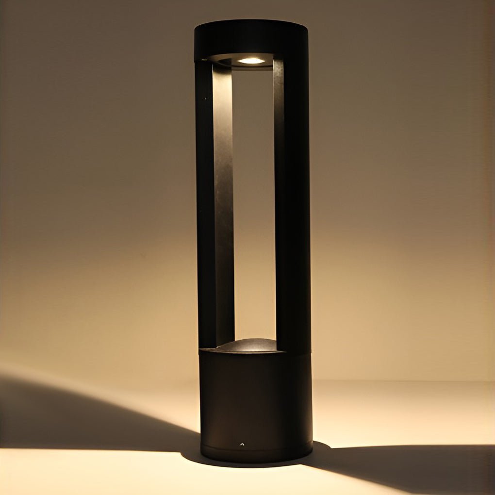 Waterproof LED Outdoor Bollard Lights Hollow Cylindrical Black Lamp for Elegant Exterior Lighting