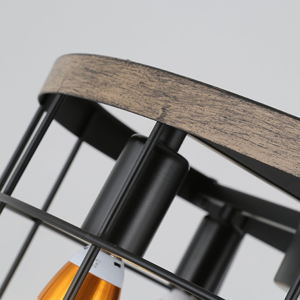 Creative Retro Industrial Style Wrought Iron Cage Noiseless Fan Chandelier