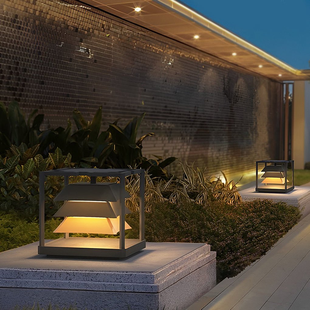 Freestanding Layered LED Pillar Light Outdoor Waterproof Garden Lamp