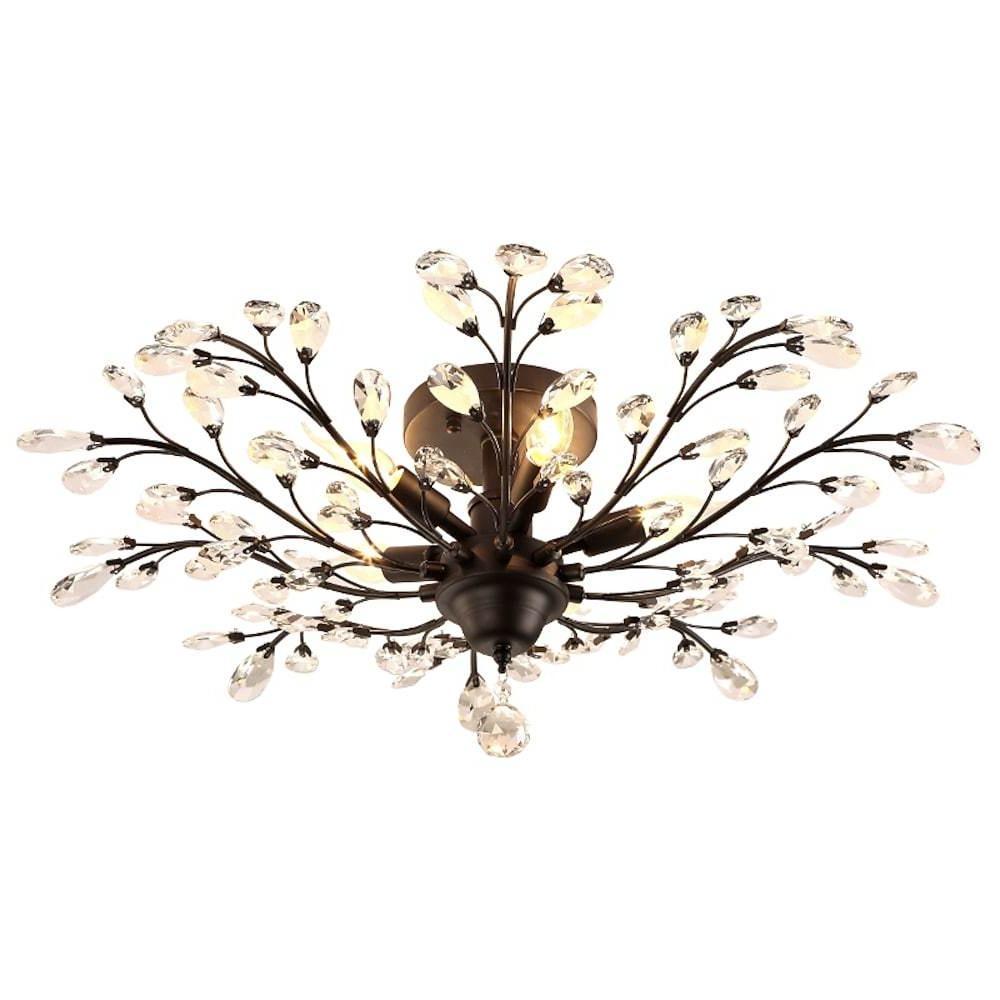 Crystal branch chandelier isolated on white background.